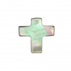 Nacre grise en forme de croix 11x11mm x 1pc