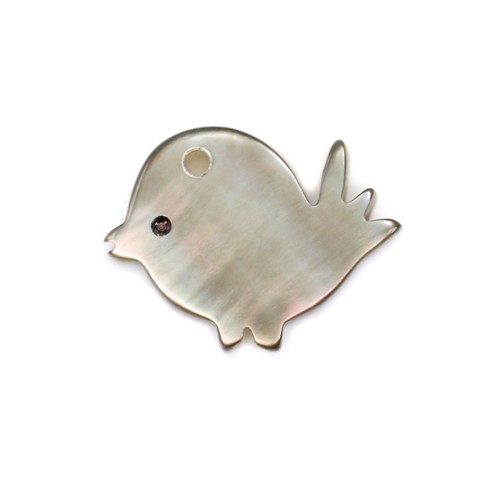 Nacre grise en forme d'oiseau 9x9mm x 1pc
