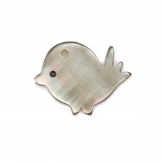 Nacre grise en forme d'oiseau 9x9mm x 1pc