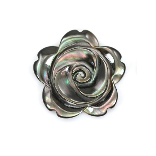 Gray half-driled mother-of-pearl flower 20mm x 1pc
