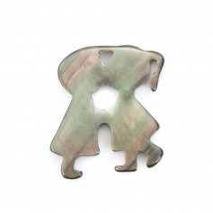 Nacre Grise en forme de couple d'amoureux 14x16mm x 1pc