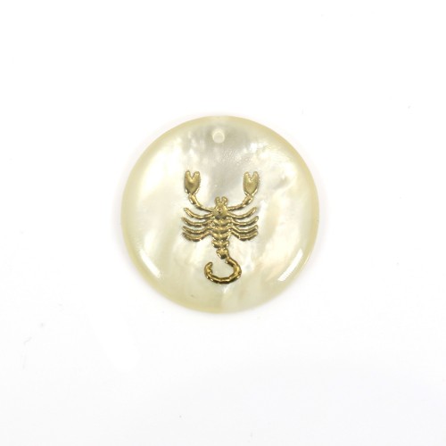 Pendentif Scorpion en nacre 20mm x 1pc