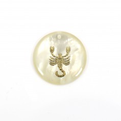 Pendentif Scorpion en nacre 20mm x 1pc