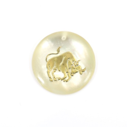 Pendant Taurus mother of pearl 20mm x 1pc