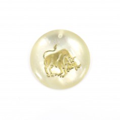Pendentif Taureau en nacre 20mm x 1pc