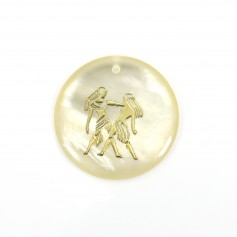 Pendentif Gémeaux en nacre 20mm x 1pc