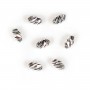 Perle striée, en argent 925, en forme d'olive, 3x4.5mm x 10pcs