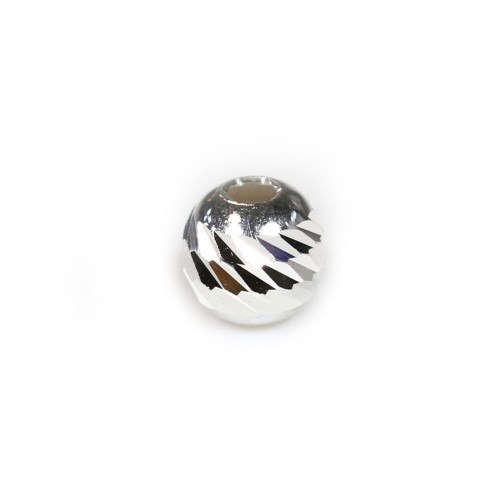 Boule striée, en forme de ronde facette, 6mm x 2pcs