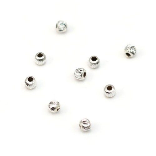 Cuentas rayadas, Plata de Ley 925, tamaño 3mm x 10pcs