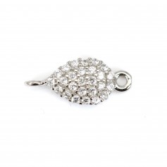 Breloque en argent 925 fleur& zirconium avec 2 anneaux 8x13mm x 1pc