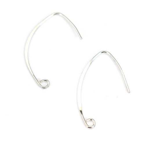 Crochet d'oreille V Forme Aplanie argent 925 25mm x 2pcs