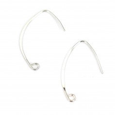 Crochet d'oreille V Forme Aplanie argent 925 25mm x 2pcs