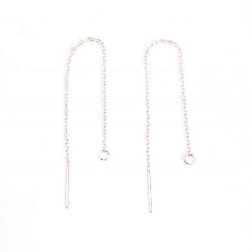 Chainettes d'oreilles anneaux ovale 1.0x75mm argent 925 x 2pcs 