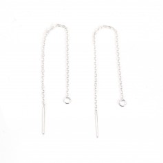 Chainettes d'oreilles anneaux ovale 1.0x75mm argent 925 x 2pcs 