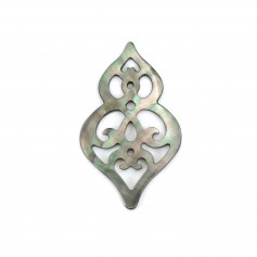 Nacre grise gourde ajourée 16x26mm x 1pc