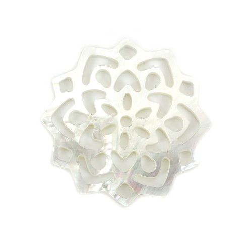 White Mother of Pearl Rosette 30mm x 1pc