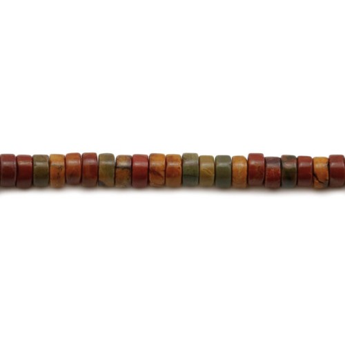 Jaspe, en forme de rondelle, 2 * 4mm x 39cm