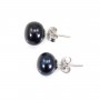 Earrings : gray freshwater pearl &  silver 925   9-10mm x 2pcs