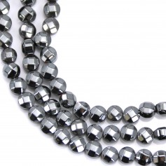 Hématite, de forme ronde plate facetté, 4mm x 40cm