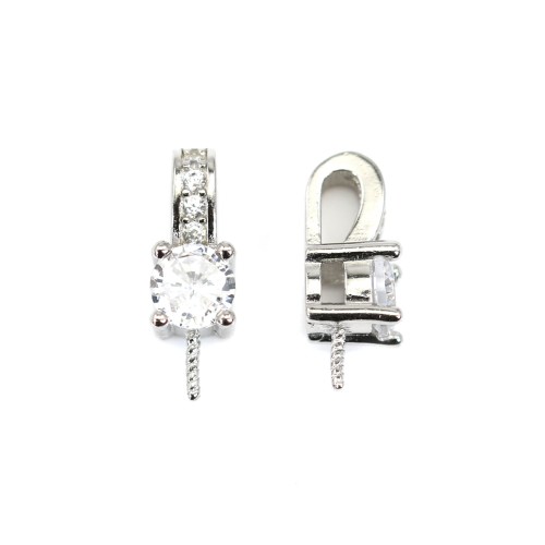 Bélière en argent 925 rhodié & zirconium 4x9mm x 1pc