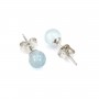 Boucles d'oreilles argent 925 aigue-marine 6mm x 1pc