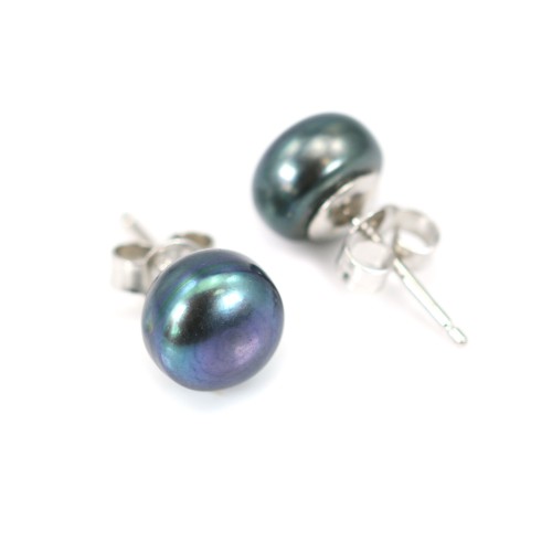 Earring  silver 925 white  Freshwater Pearl 8mm x 2pcs
