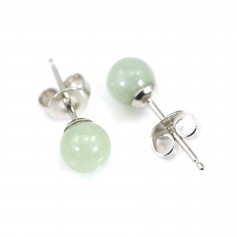 Earring silver 925 jade 6mm x 1pc 