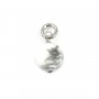 Charm Howlite Redondo Plano 6mm - Prata com Ródio x 1pc