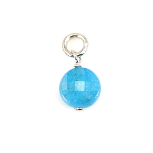 Charm de apatite redondo plano 6mm Prata Ródio x 1pc