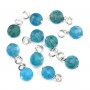 Apatite Charm rotondo piatto 6mm Argento rodio x 1pc