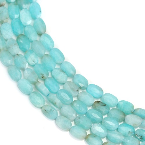 Amazonite du Pérou ovale facetté 4x6mm x 38cm