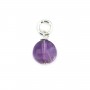 Amethyst Charm rund flach facettiert 6mm - Rhodiniertes Silber x 1St