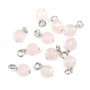 Charm rotondo piatto sfaccettato di quarzo rosa 6 mm - Argento rodiato x 1 pz