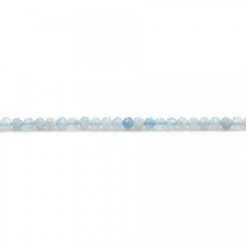Acquamarina, sfaccettata rotonda, 2 mm x 39 cm