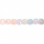 Morganite & Aigue-marine cube facetté 4mm x 39cm