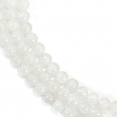 White moonstone in the round shape, 7mm x 39cm
