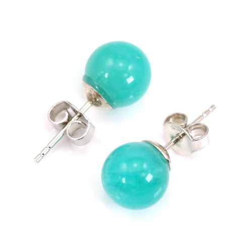 Boucles d'oreilles Amazonite du Pérou 8mm x 2pcs