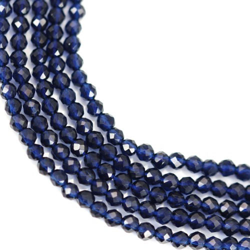 Saphir synthétique rond facetté 3mm x 37cm