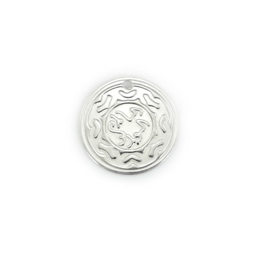 Breloque Médaille décoré 12mm Argent 925 x 1pc