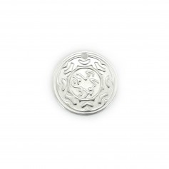 Breloque Médaille décoré 12mm Argent 925 x 1pc