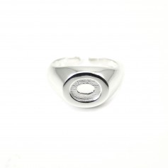 Bague réglable support 6x8mm Argent 925 - Grande Taille x 1pc