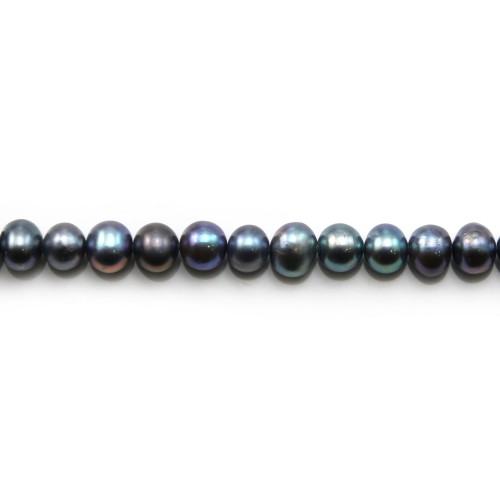 Freshwater cultured pearls, dark blue, oval, 5-6mm x 36cm