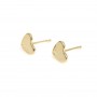 Clous d'oreille en forme de coeur 9.5mm, plaqué par "flash" or  sur laiton x 2pcs