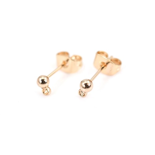 Flash gold gilt ball-shape ear studs 3mm x 2pcs