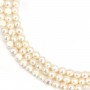 Perle de culture d'eau douce, blanche, bouton 9-10mm x 36cm