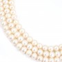 Perle de culture d'eau douce, blanche, semi-ronde/cerclée, 9-10mm x 40cm