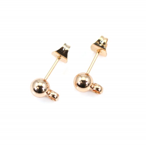 Clous d'oreilles boule plaqué "flash" or 5mm x 2pcs