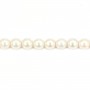 Perle de culture d'eau douce, blanche, ronde, 9-10mm, A x 40cm