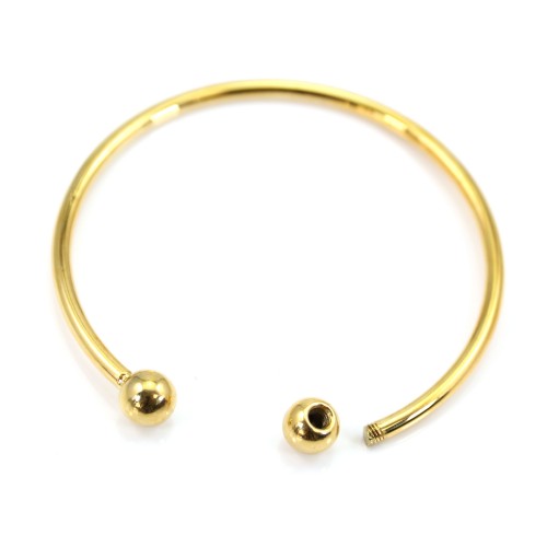 Jonc bracelet for half-driled beads 60mm plated by "flash" gold on brass x 1pc