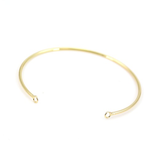 Bracelet jonc avec 2 anneaux plaqué par "flash" or sur laiton 60mm x 1pc